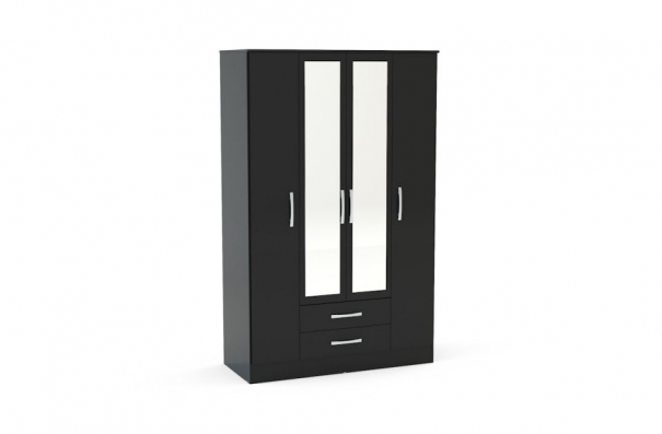 Birlea - Lynx 4 Door 2 Drawers Wardrobe - Black