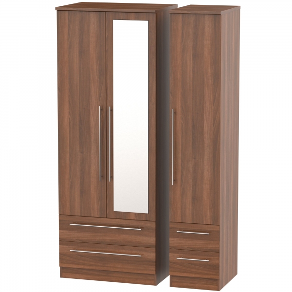 Sherwood - Tall Triple 4 Drawer Mirror Wardrobe - Multiple colours available