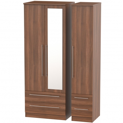 Welcome Furniture - Sherwood - Tall Triple 4Drw Mirror Wardrobe - Multiple colours available - White