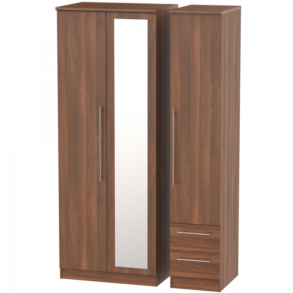 Sherwood - Tall Triple Mirror 2 Drawer Wardrobe - Multiple colours available