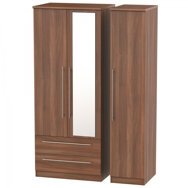 Sherwood - Tall Triple 2 Drawer Mirror Wardrobe - Multiple colours available