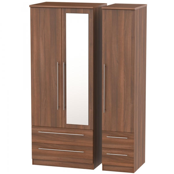 Sherwood - Triple 4 Drawer Mirror Wardrobe - Multiple colours available