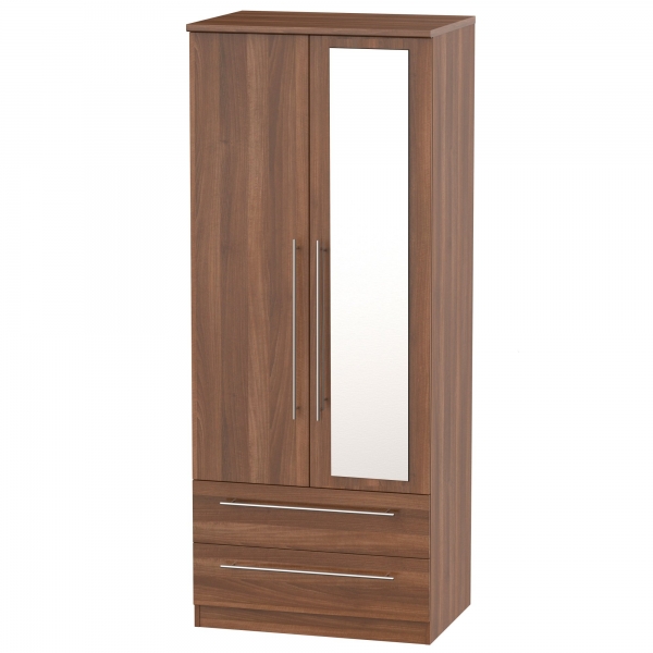 Sherwood - 2 Drawer Mirror Wardrobe - Multiple colours available